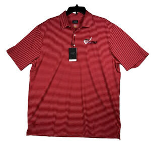 Greg Norman Collection IBEW Local 1245 Golf Polo Red Striped PlayDry NWT XLT
